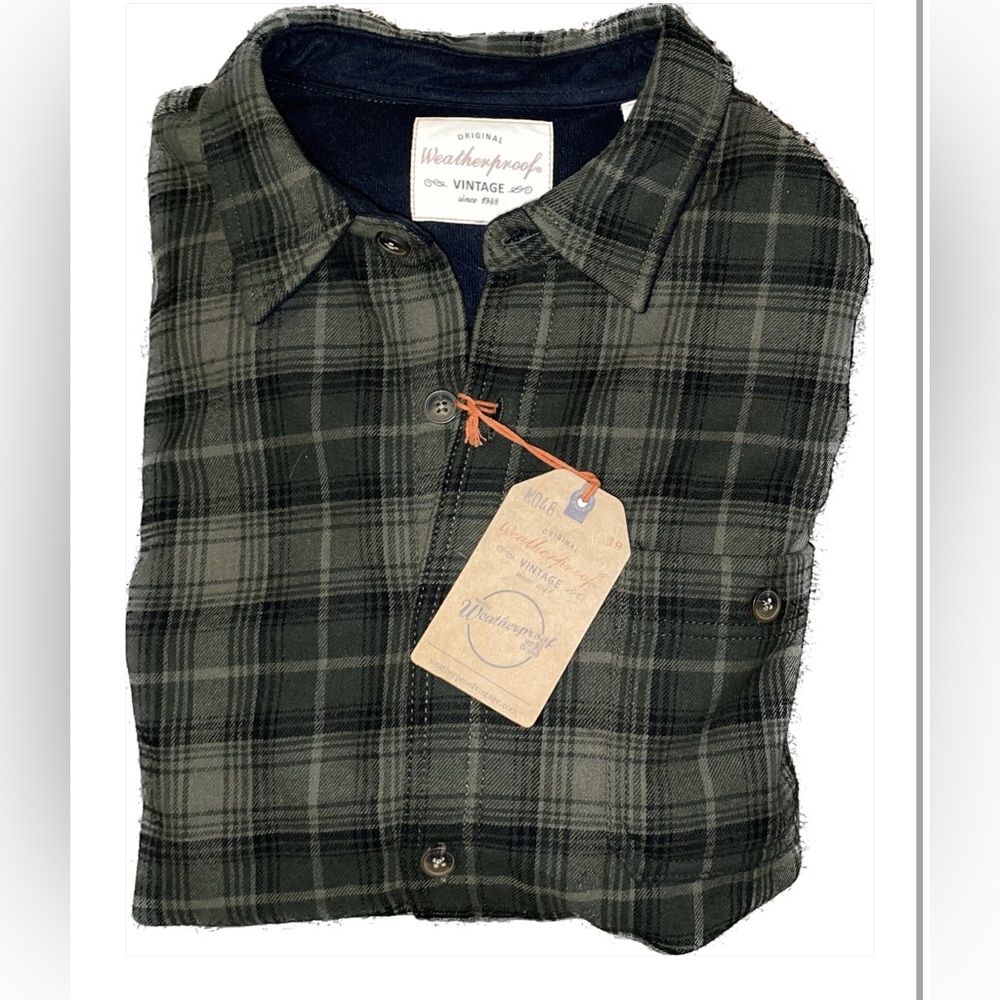 Weatherproof green and navy heavy flannel BRAND NEW